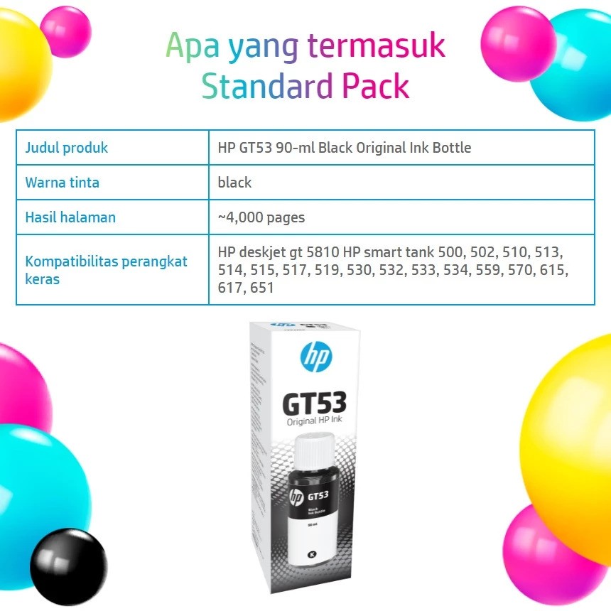 HP HP GT53 Black Original Ink  1VV22AA