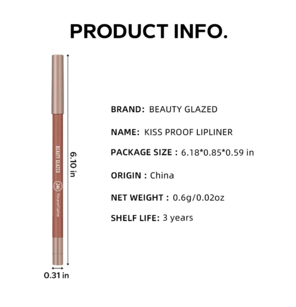  Beauty Glazed Waterproof & Long Lasting Lip Liner 104 Mocha Brown
