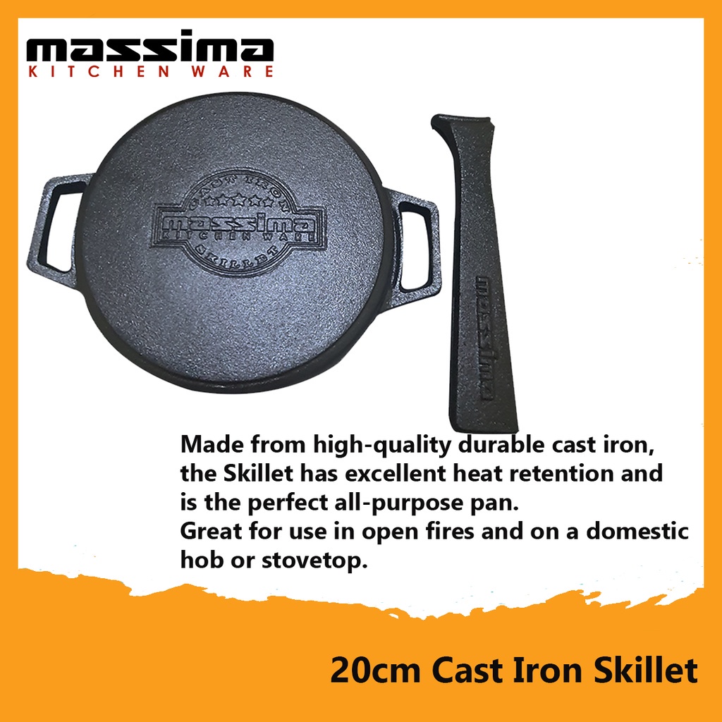  Massima Kitchen Ware Detachable Handle Cast Iron Skillet 20 cm