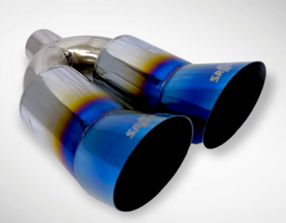 Knalpot Mobil Racing Cabang Dobel Bass Bulat Gahar Full Stainless 4