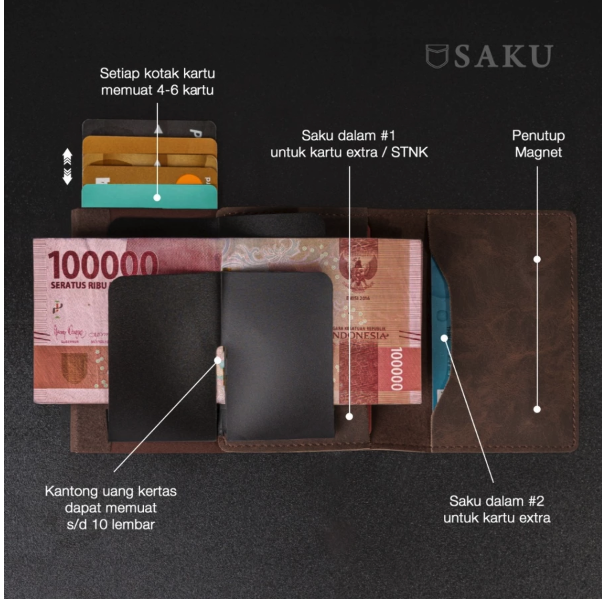 SAKU Dompet Kartu AirTag Kulit