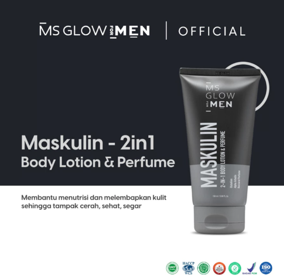 Kosmetika Cantik Indonesia MS Glow For Men Maskulin 2 in 1 Body Lotion and Parfume