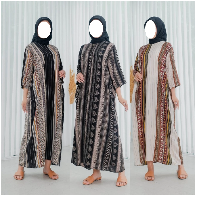 Shebia  Shebia Daster Motif Salur Lengan 3/4