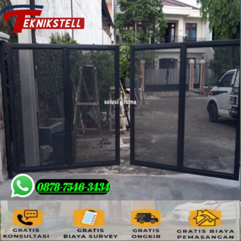 Pintu Pagar Besi Minimalis Motif Perforated 3