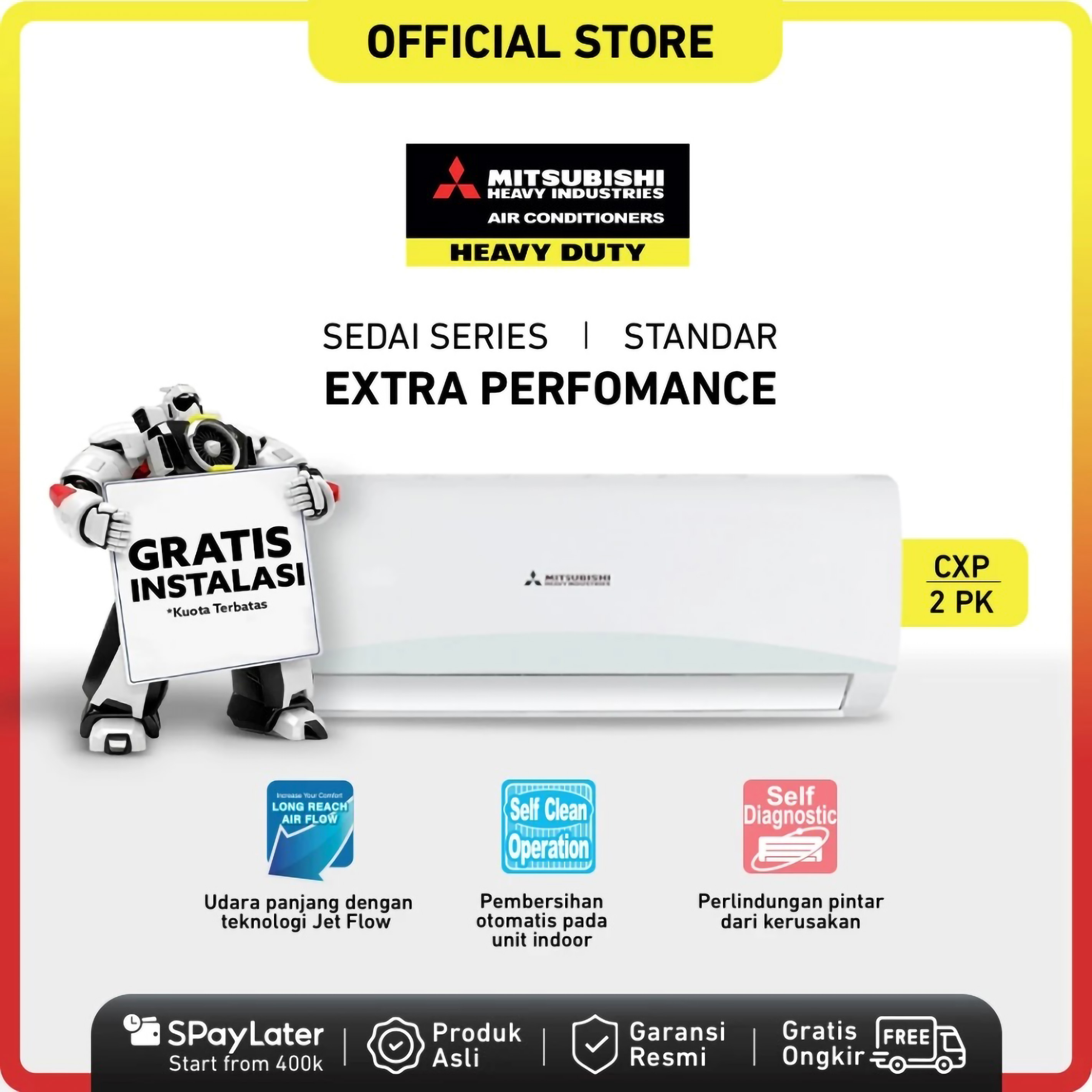 Mitsubishi Electric Indonesia Mitsubishi AC Wall Mounted Split Standard 2 PK SRK18CXP-W3