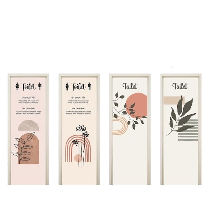 Stiker Pintu Toilet Antiair Motif Aesthetic Minimalis 1