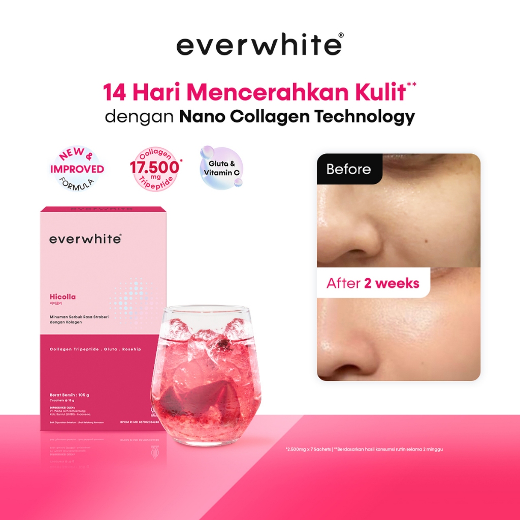 Hicolla Minuman Serbuk Rasa Stroberi dengan Kolagen 3