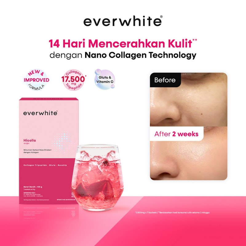 Hicolla Minuman Serbuk Rasa Stroberi dengan Kolagen 3