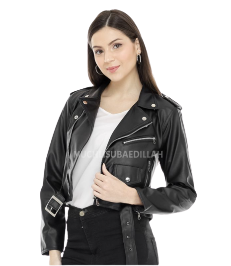 Jaket Semi Kulit Wanita Crop