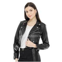 Jaket Semi Kulit Wanita Crop