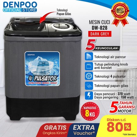 Denpoo Mandiri Indonesia Denpoo Mesin Cuci Semi Auto DW-828
