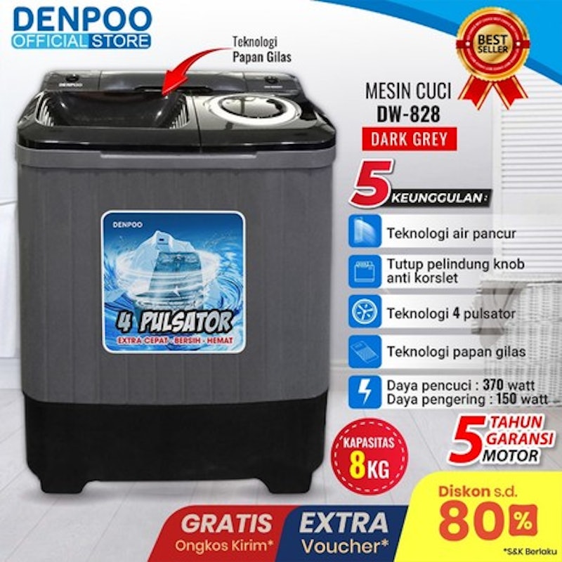 Denpoo Mesin Cuci Semi Auto 4