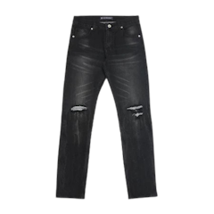 Trondheim Celana Jeans Pria Frey Ripped Lightning Whisker Black Indigo