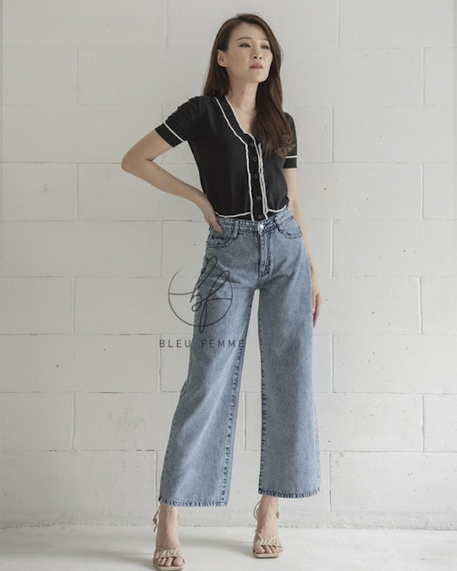 Kulot Jeans Polos Basic Highwaist
