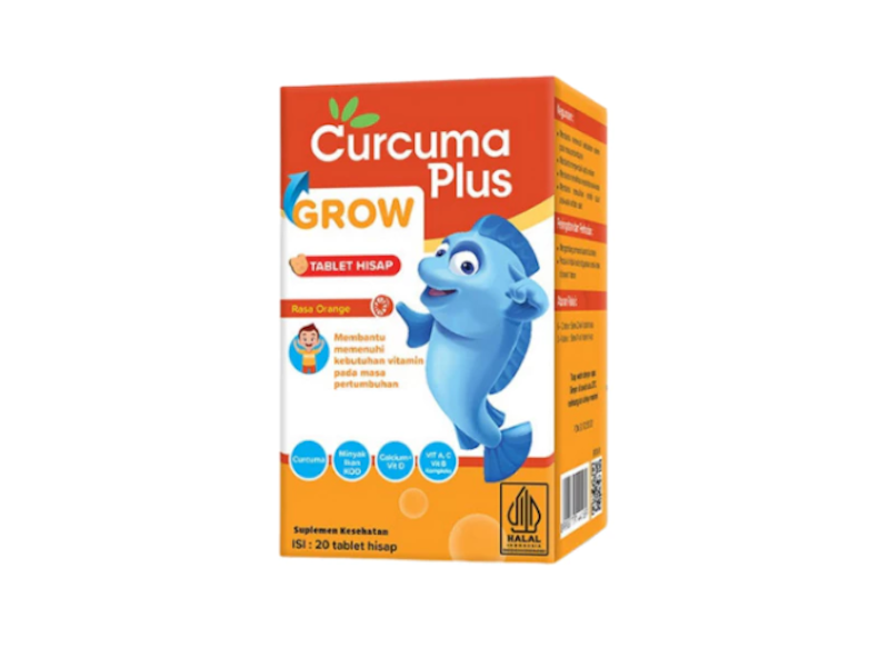 Curcuma Plus Grow Tablet Hisap Multivitamin Rasa Jeruk 1