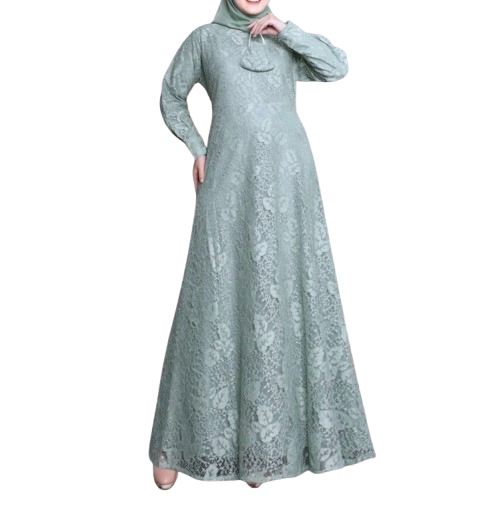 Safana Mode Gamis Brukat Sage
