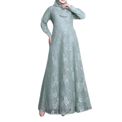 Safana Mode Gamis Brukat Sage