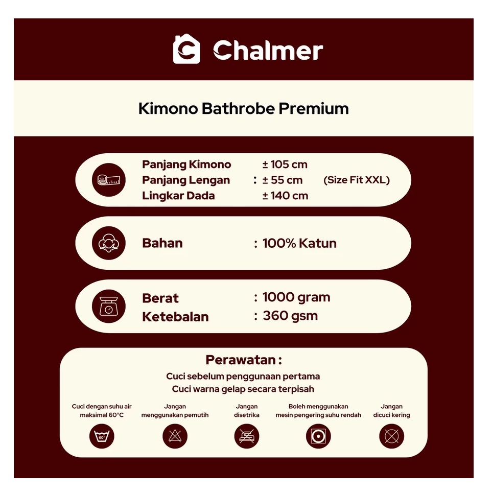 Chalmer Kimono Handuk Bathrobe Dewasa Premium 5