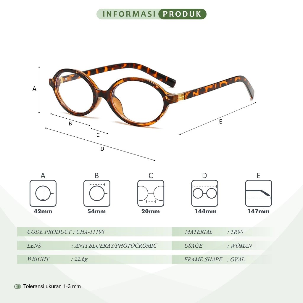  Chapellie Eyewear Kacamata Oval 11198