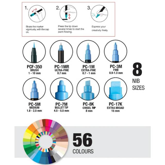 Uni Posca Paint Marker Pen (Extra Fine Point)  PC-1M