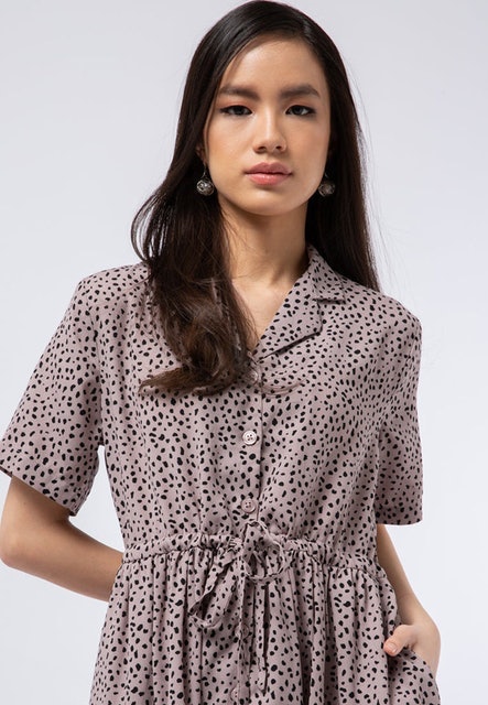 Delamibrands The Executive Printed Midi Dress with Tied Belt