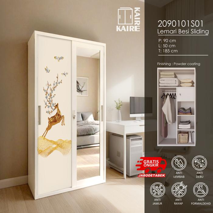  KAIRE Lemari Pakaian Besi 2 Pintu Sliding S01