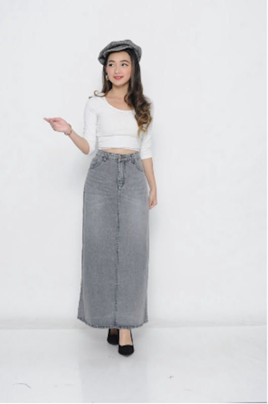 Highwaist Rok Jeans Panjang 3