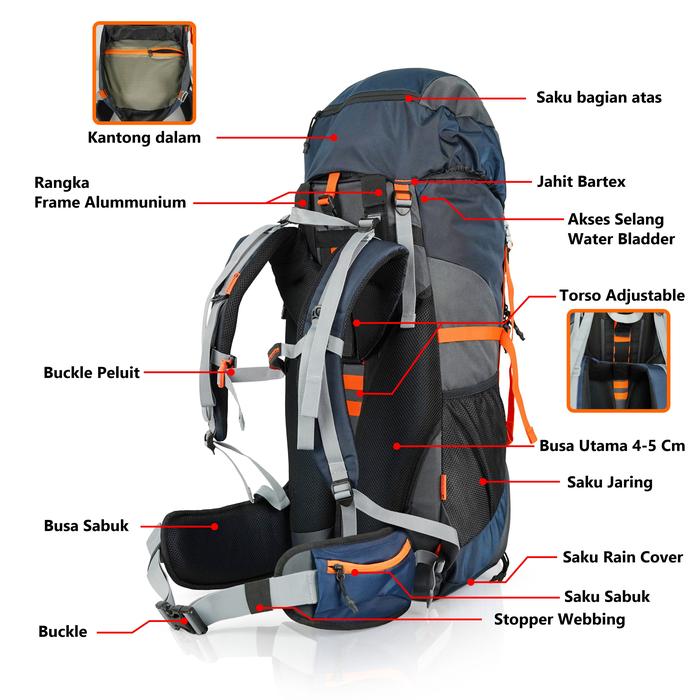  Zarventure Merapi Tas Carrier 60+5L