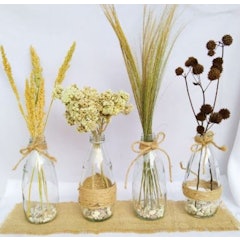 Flower Vase Glass + Dry Flower Set