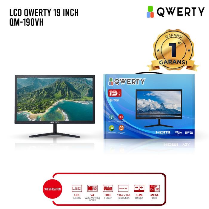 Qwerty LED Monitor Office 19" IPS HD 3