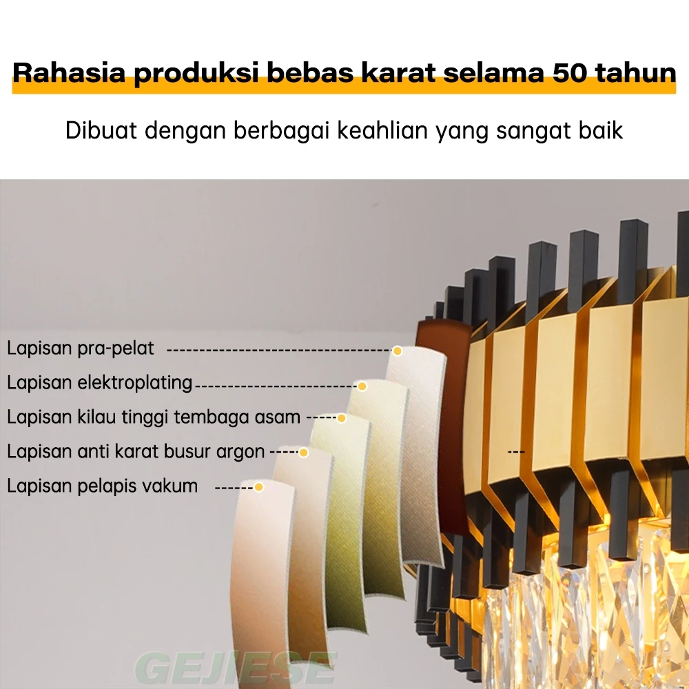 FlaLio Lampu Gantung Kristal 50 cm 3 Warna