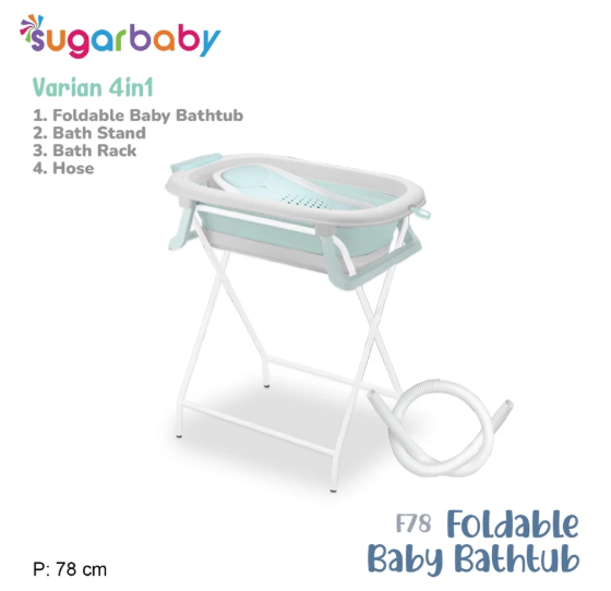 Kindalin Utama Internasional Sugar Baby Foldable & Standing Baby Bathtub with Digital Thermometer F78 (4IN1)