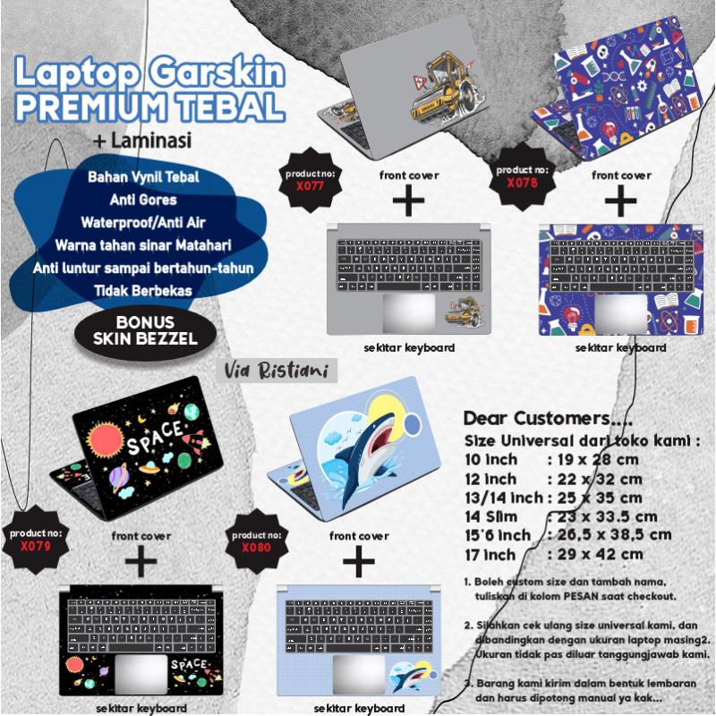 Stiker Laptop Garskin Laptop Stiker Anti Gores Kids Outer Space Science Games