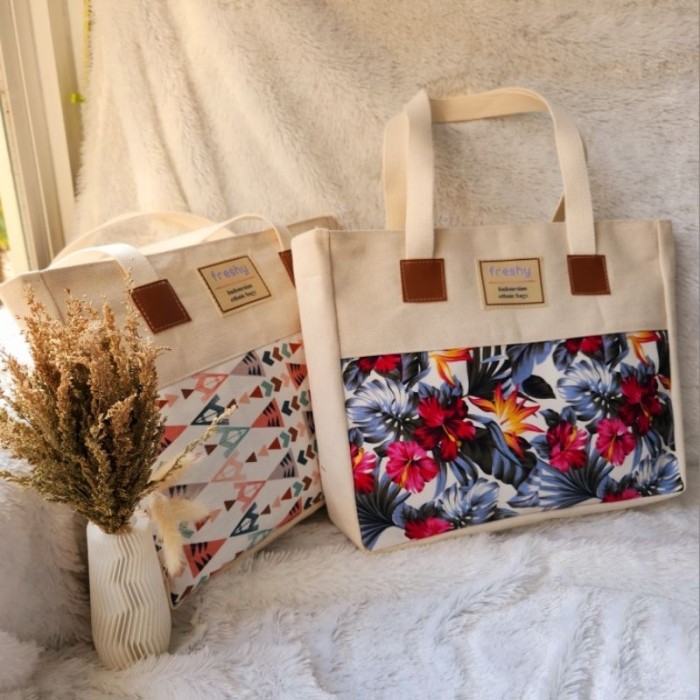 Freshy Freshy Tote Bag Kanvas Resleting