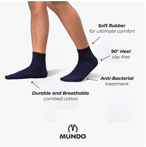 Mundo Socks Mundo Classic Anti Bacteria Men Casual Basic Ankle Sock