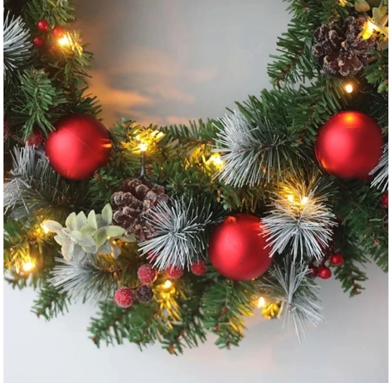Karangan Bunga Natal dengan Lampu LED 4