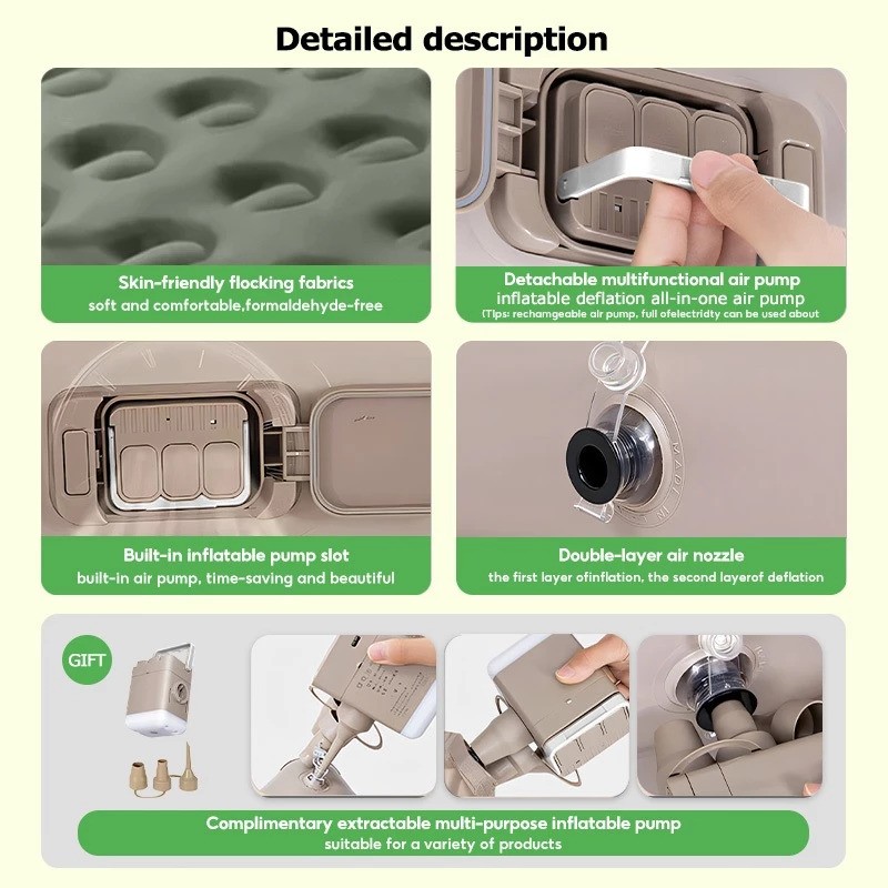  MODOFO Inflatable Bed Hijau 200 x 180 x 25 cm