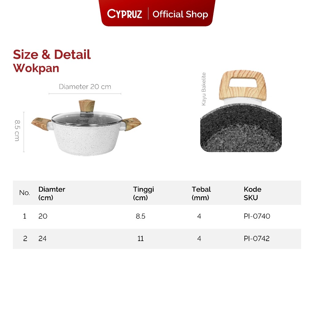 Cypruz White Granite Series Casserole Pan 5