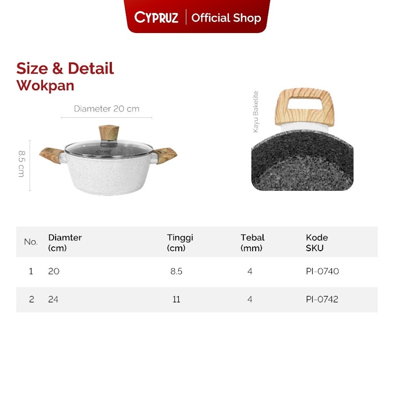 Cypruz White Granite Series Casserole Pan 5