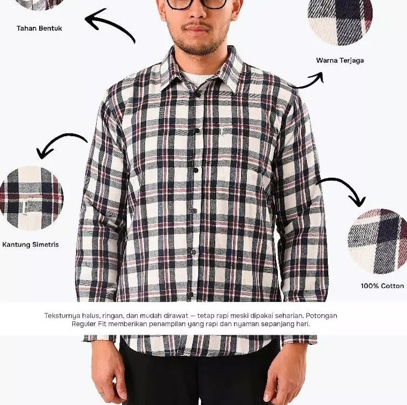Broodis Kemeja Flannel White Montey Lengan Panjang 3