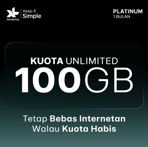 XL Axiata XL Prioritas Platinum Unlimited 100GB/bulan