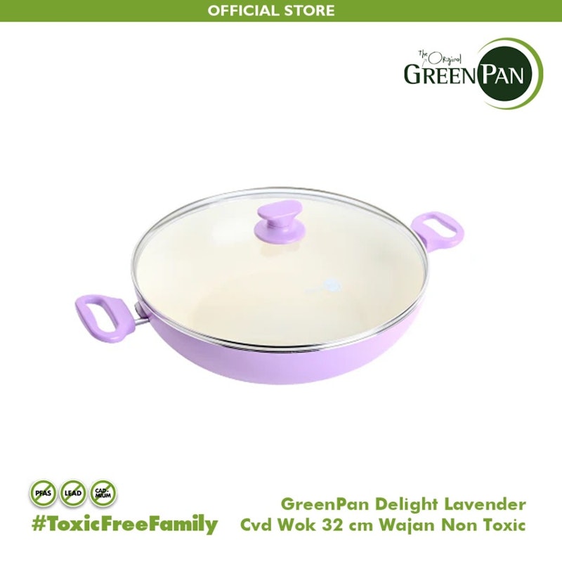 GreenPan Delight Lavender Covered Wok 32 cm 5