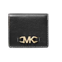 Izzy Small Logo Embellished Pebbled Leather Billfold Wallet