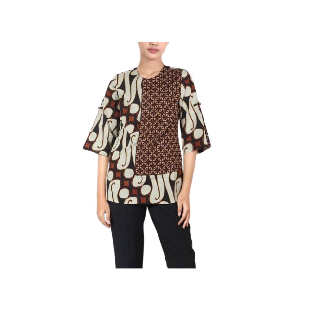 Keris Gallery Blouse Batik Motif Parang Barong Kombinasi Kawung Mustika