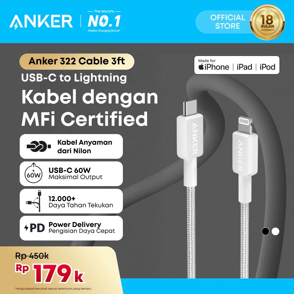Anker 322 Cable 3ft USB-A to USB-C A81B6