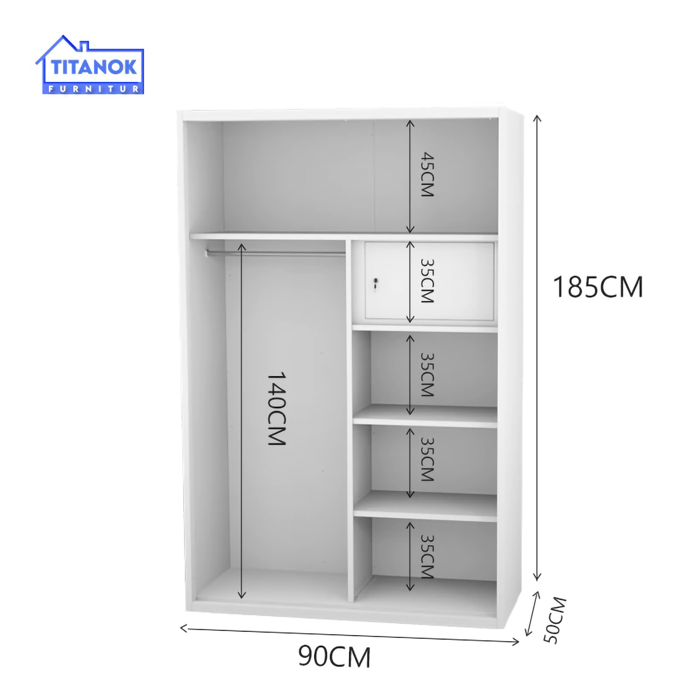 Titanok Furniture Indonesia Titanok Lemari Pakaian Besi 2 Pintu M01