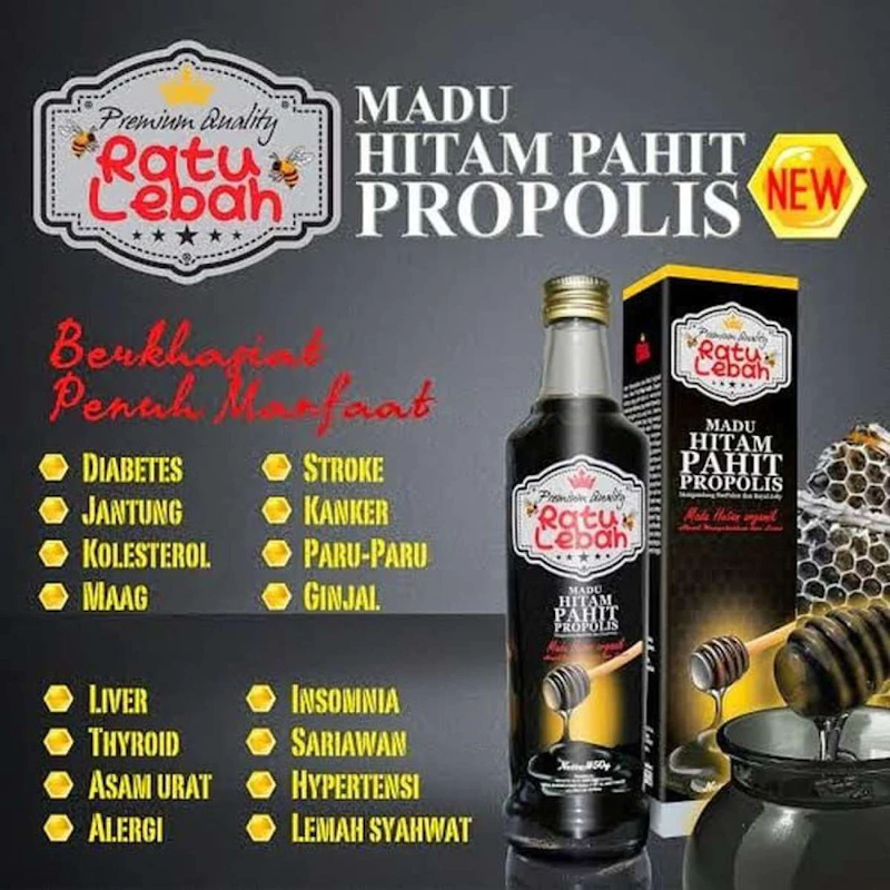 Ratu Lebah Madu Hitam Pahit Plus 5