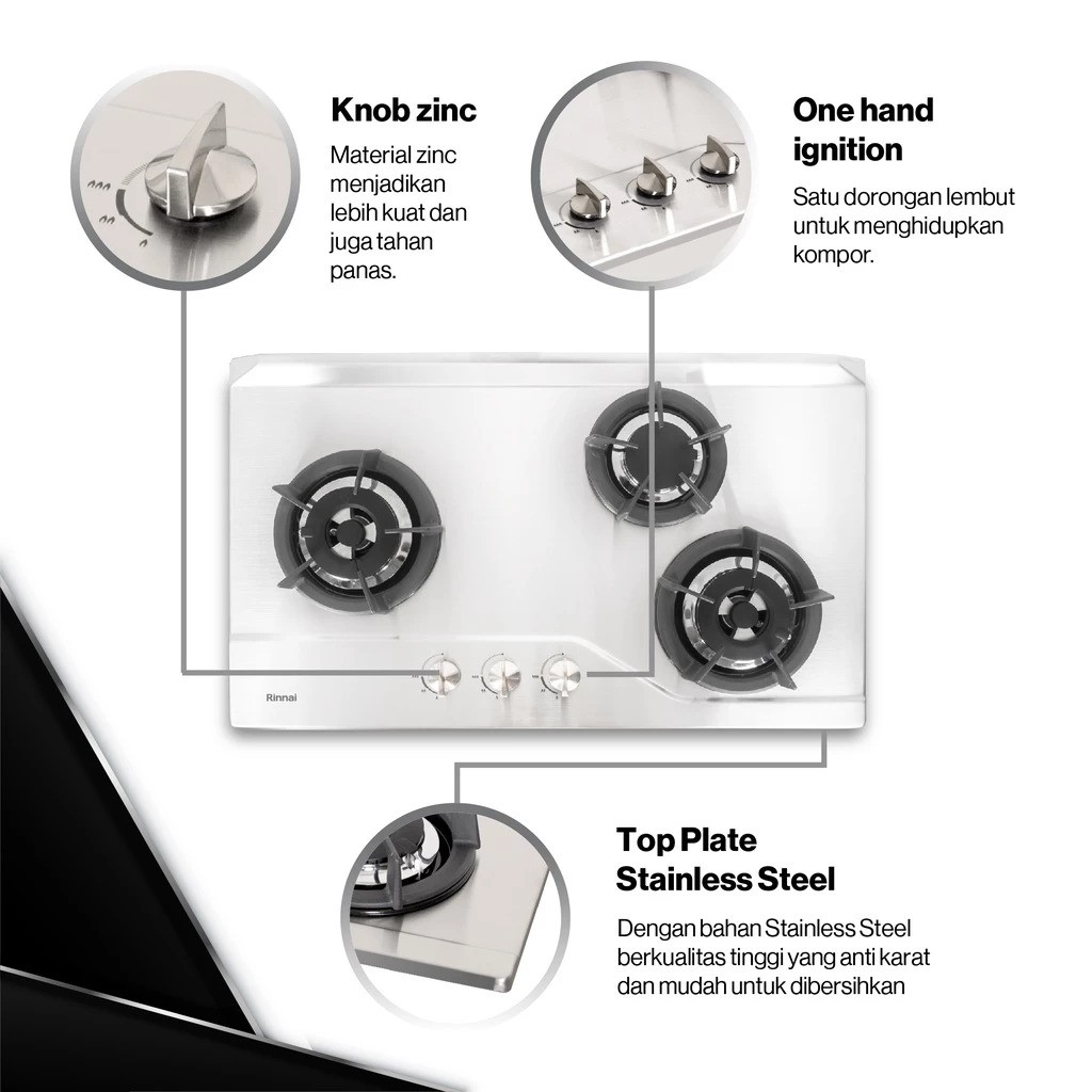 Rinnai Indonesia Rinnai Kompor Tanam RB-3SS-C