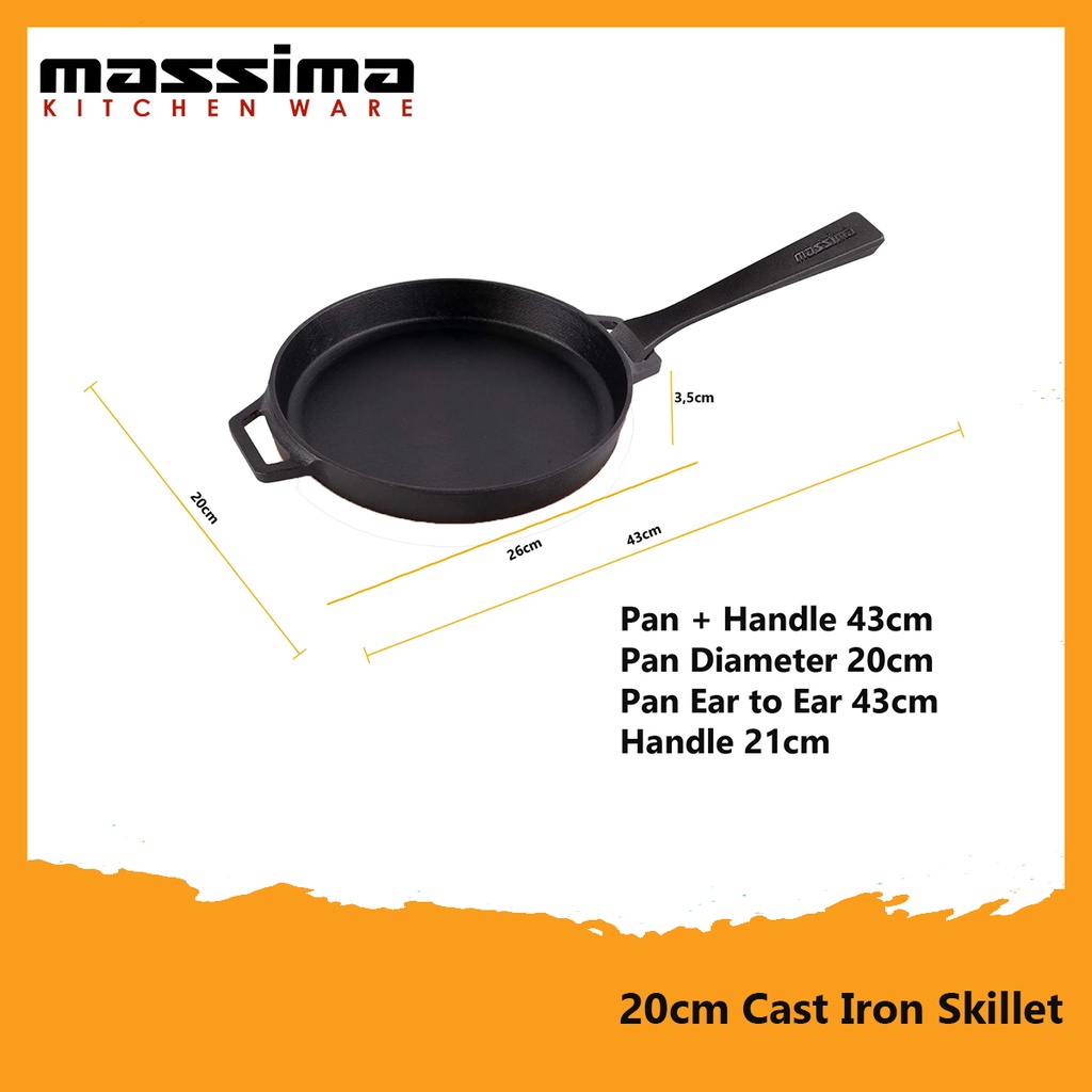  Massima Kitchen Ware Detachable Handle Cast Iron Skillet 20 cm