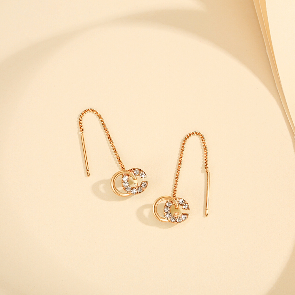  Lanme Jewelry Anting Titanium Kristal Panjang AZ284